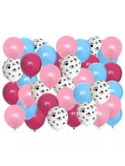 Pati Izi Baskılı Balon Zinciri Seti 55 ADET BALON Yaban Çileği Mavi Pembe