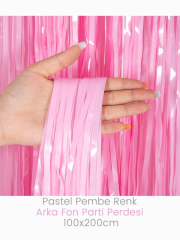 Pastel Pembe Renk Arka Fon Parti Perdesi 100x200cm