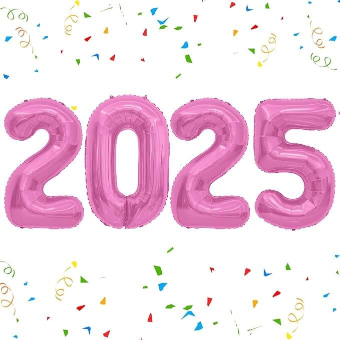 2025 Yeni Yıl Yılbaşı Folyo Balon Pembe