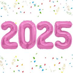 2025 Yeni Yıl Yılbaşı Folyo Balon Pembe