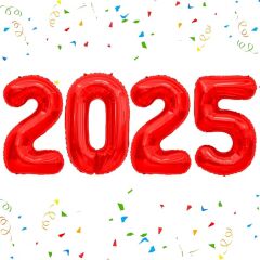 2025 Yeni Yıl Yılbaşı Folyo Balon Kırmızı