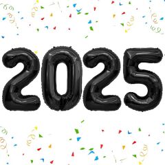 2025 Yeni Yıl Yılbaşı Folyo Balon Siyah