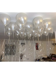 12 inch 30 cm Balon 10 Adet Metalik Beyaz