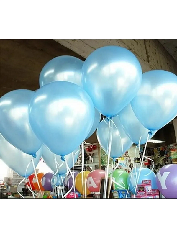 12 inch 30 cm Balon 10 Adet Metalik Açık Mavi