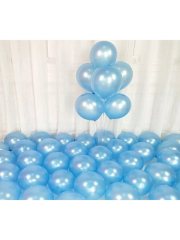 12 inch 30 cm Balon 10 Adet Metalik Açık Mavi