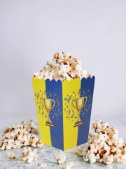 Sarı Lacivert Kupa Desenli Mısır Kutusu Popcorn 8'li