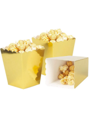 Metalik Parlak Gold Renkli Popcorn Mısır Cips Kutusu 8 Adet