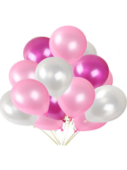 12 inch 30 cm Balon 10 Adet Metalik Pembe - Fuşya - Beyaz