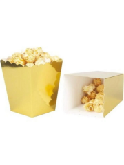 Metalik Parlak Gold Renkli Popcorn Mısır Cips Kutusu 8 Adet