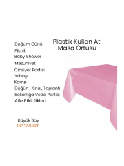 Plastik Kullan At Yeşil Renk Masa Örtüsü 135x270 Büyük Boy