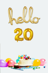 Hello El Yazısı Gold Renk Rakam Folyo Balon 20 Yaş