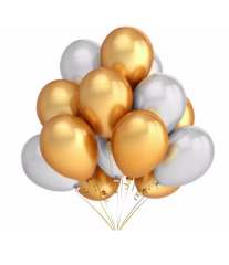 12 inch 30 cm Balon Parlak Krom Balon Beyaz - Gold