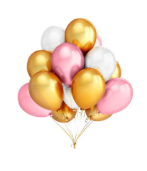 12 inch 30 cm Balon Parlak Krom Balon Pembe - Beyaz - Gold