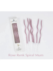 Gold Rose Pasta Mumu Spiral Kıvrık Mum 6 Adet