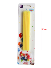 Sarı Slim Ince Pasta Mumu Sarı Renk 15 Cm Paket Doğum Günü Pasta Mumu 10 Adet