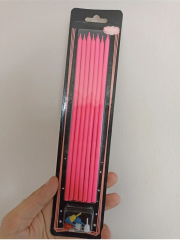 Pembe Uzun Pasta Mumu 18 cm Doğum Günü Pasta Mumu 7 Adet