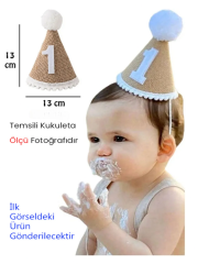 Kukuleta Yazılı Doğum Günü Şapkası Mini Boy 13x13CM Kahverengi Beyaz