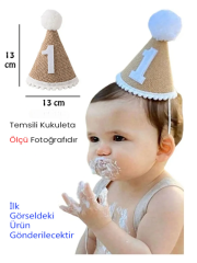 Kukuleta Yazılı Doğum Günü Şapkası Mini Boy 13x13CM Beyaz Kahverengi