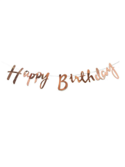 Happy Birthday Kaligrafik Italik Yazı Banner Rosegold Renk