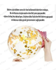 Balon Buketi Krom Gold Balon Şeffaf Konfetili Balon