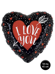 Kalp Folyo Balon I LOVE YOU Yazılı 18 inç 45 cm