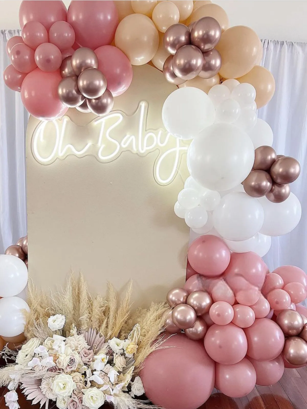 Gül Kurusu Ten Rengi Beyaz Pastel Krom Rose Gold Balon Zinciri Seti Doğum Günü Balon Seti