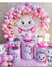 Kedi Tema Konsept Balon Zincir Seti Pastel Krom Balon Seti 100 Balon