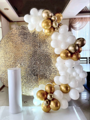 Krom Altın Gold Beyaz Pastel Balon Zinciri Seti 75 Balon