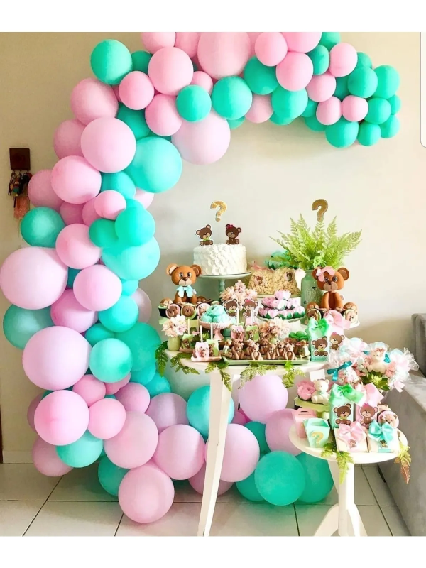 Koyu Mint Yeşili Pembe Pastel Balon Zinciri Seti 80 Balon