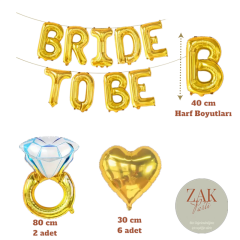 Bride To Be Folyo Balon Set Yüzük Folyo Balon Bekarlığa Veda Partisi Konsepti GOLD