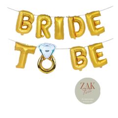 Bride To Be Folyo Balon Yazı 30 cm Gold Altın Yüzüklü