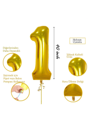 Rakam Yaş Folyo Balon Altın (GOLD) Renk 100 Cm 40 inch 1 Yaş