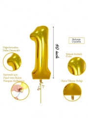 Rakam Yaş Folyo Balon Altın (GOLD) Renk 100 Cm 40 inch 3 Yaş