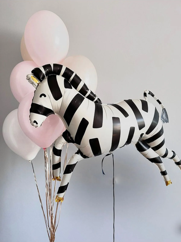 Zebra Folyo Balon Buketi Doğum Günü Parti Malzemeleri Doğum Günü Balon Seti